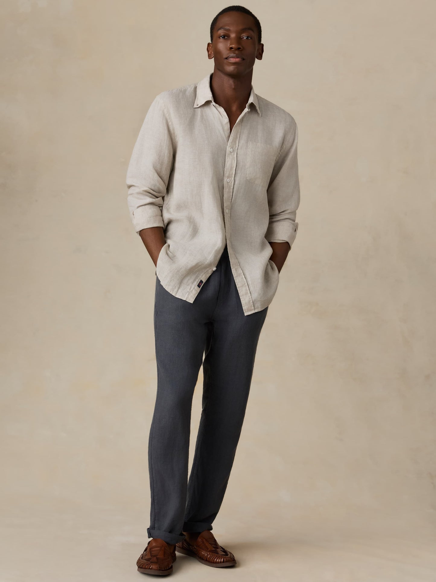 Sunwashed Linen Shirt - Castle Stone