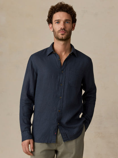 Sunwashed Linen Shirt - Navy Bay