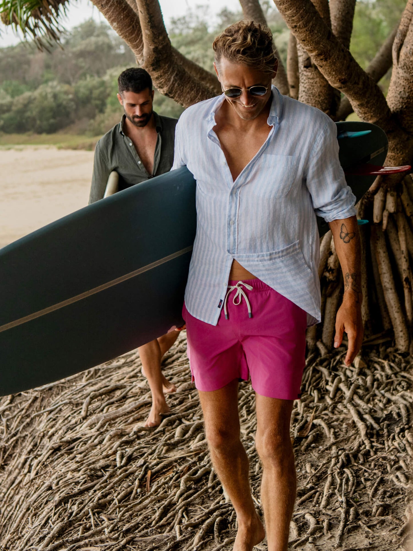 Sunwashed Linen Shirt - Blue Island Stripe