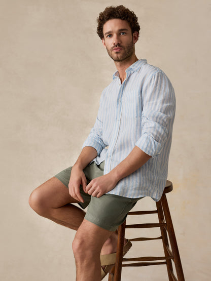 Sunwashed Linen Shirt - Blue Island Stripe