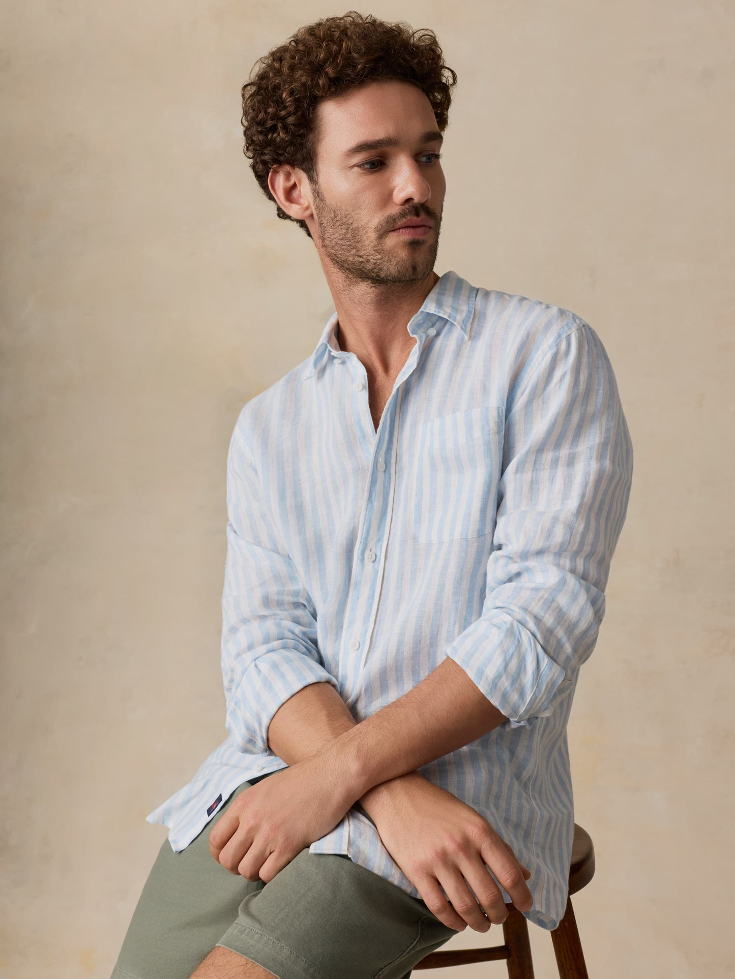 Sunwashed Linen Shirt - Blue Island Stripe