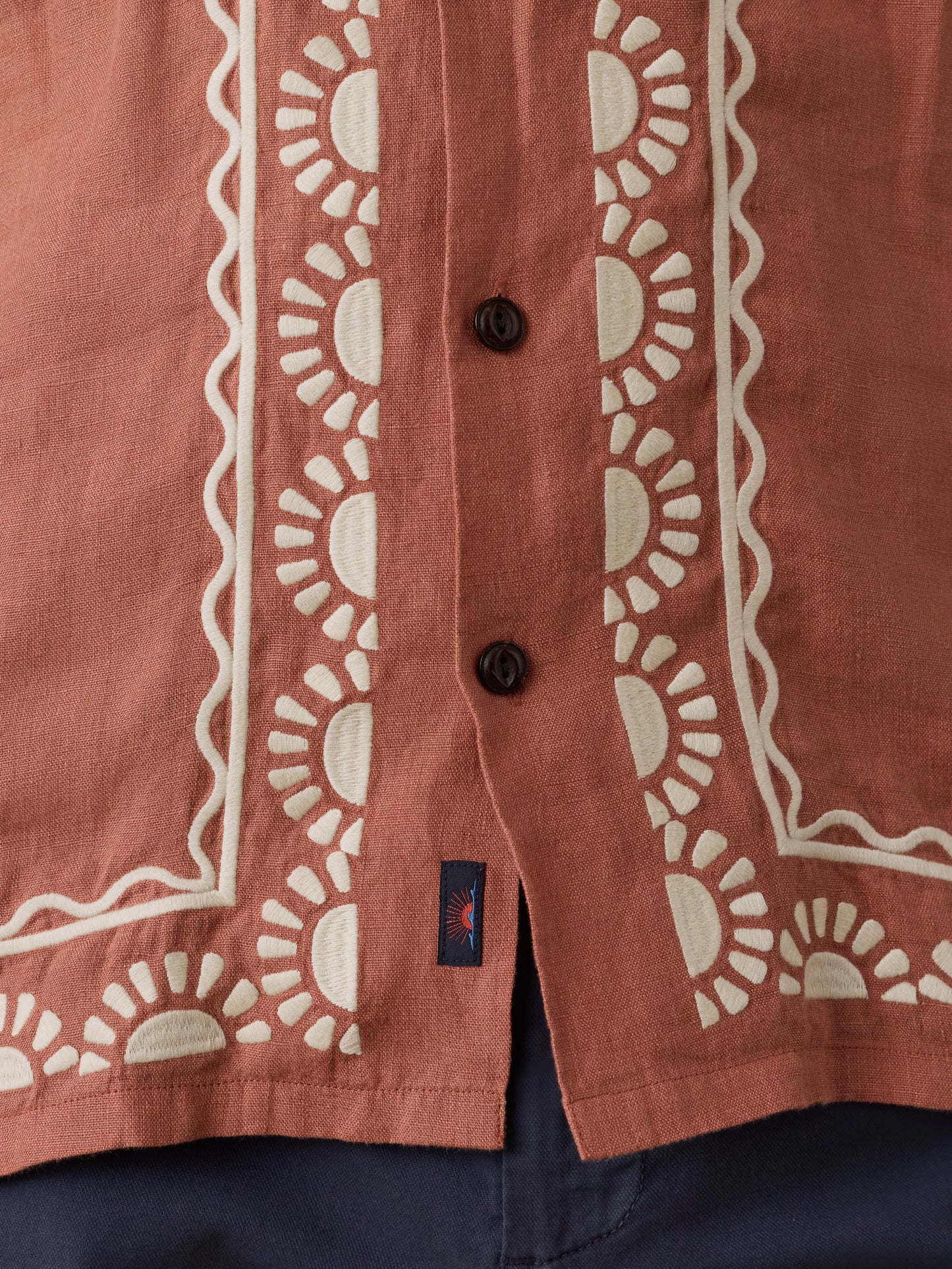 Short-Sleeve Embroidered Shirt - Dusty Sienna