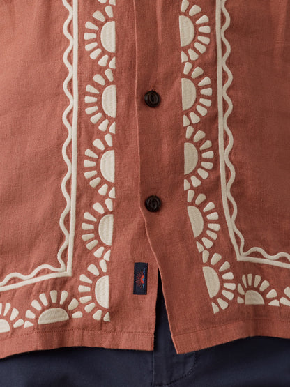 Short-Sleeve Embroidered Shirt - Dusty Sienna