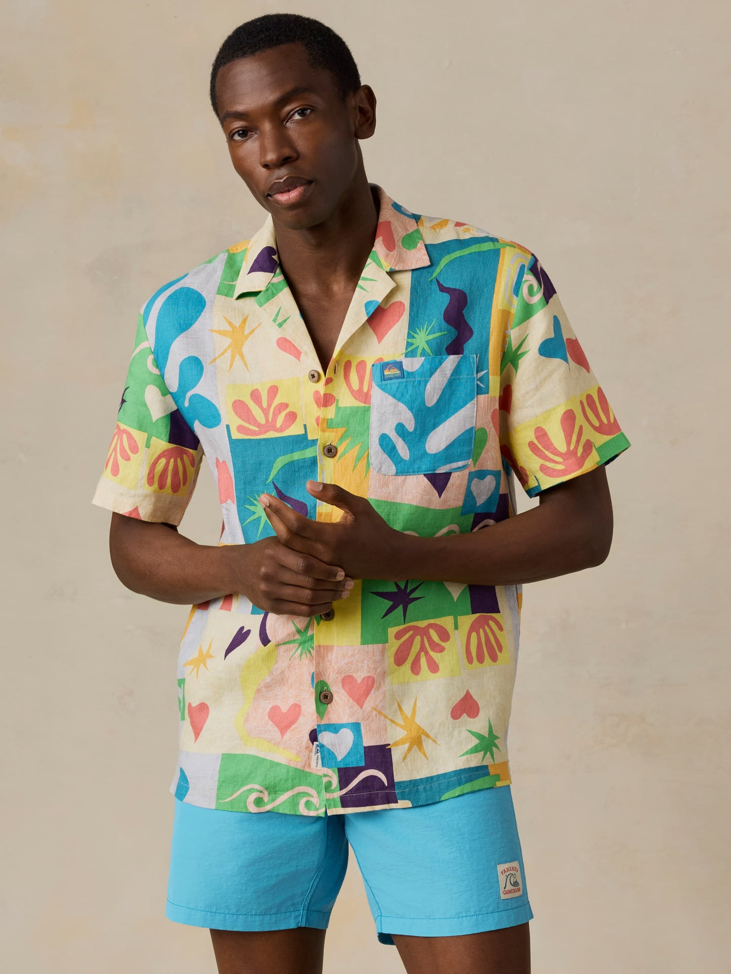 Faherty x Quiksilver Short-Sleeve Camp Shirt - Sunshine Coast Tile