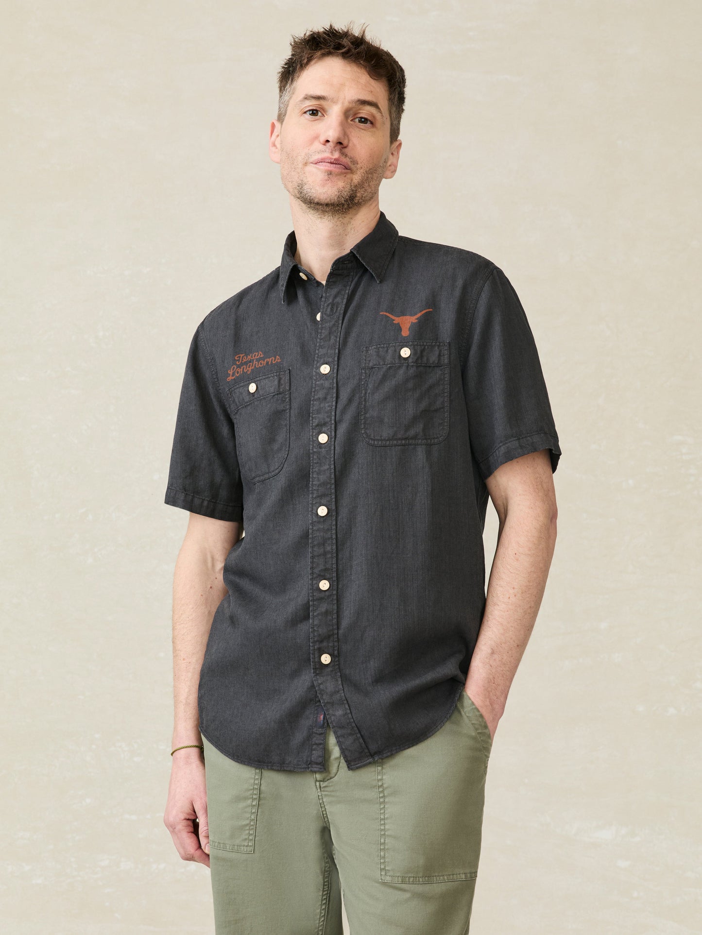 University of Texas Short-Sleeve Tried & True Chambray Shirt - Durango Black