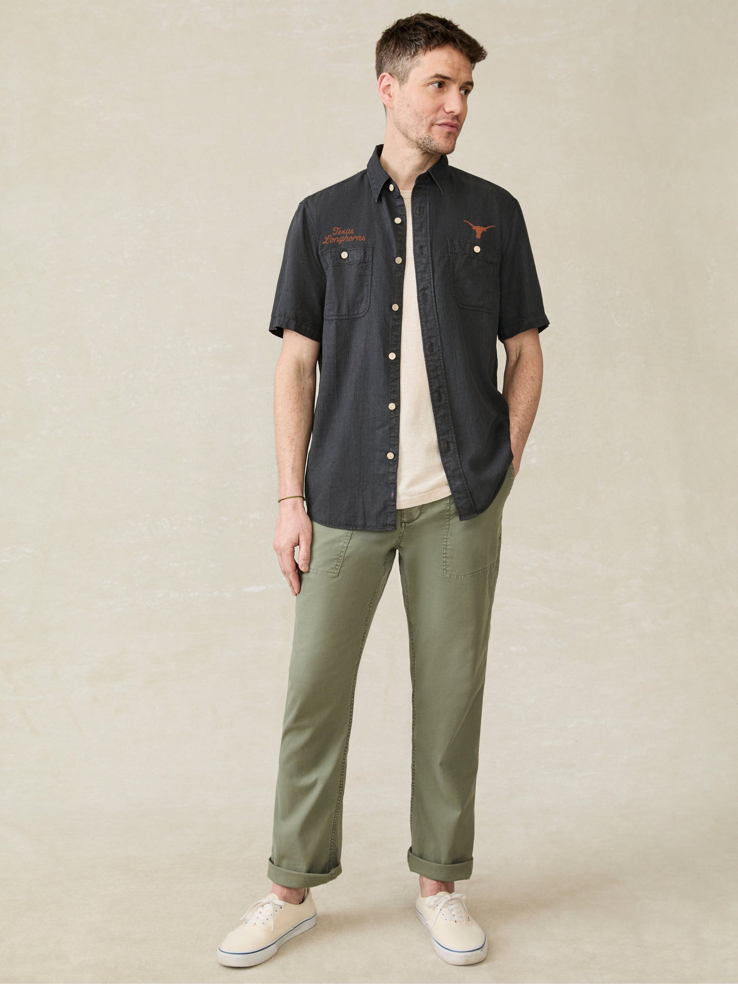 University of Texas Short-Sleeve Tried & True Chambray Shirt - Durango Black