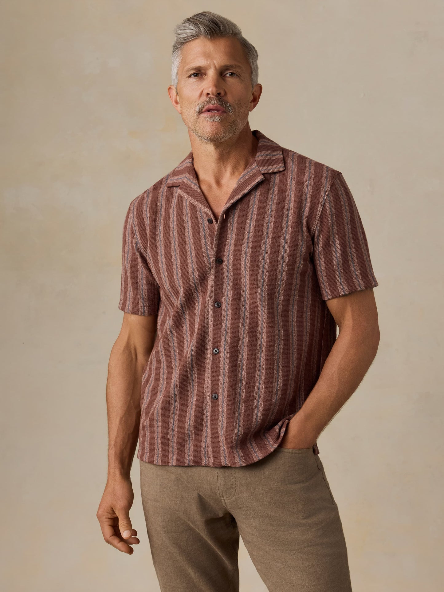 Short-Sleeve Oasis Camp Shirt - Autumn Sky Stripe
