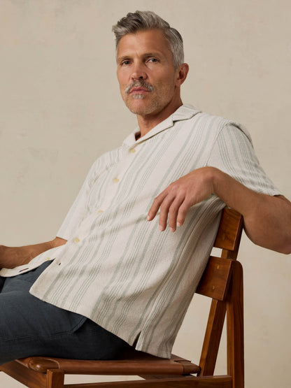Short-Sleeve Oasis Camp Shirt - Sage Beach Stripe