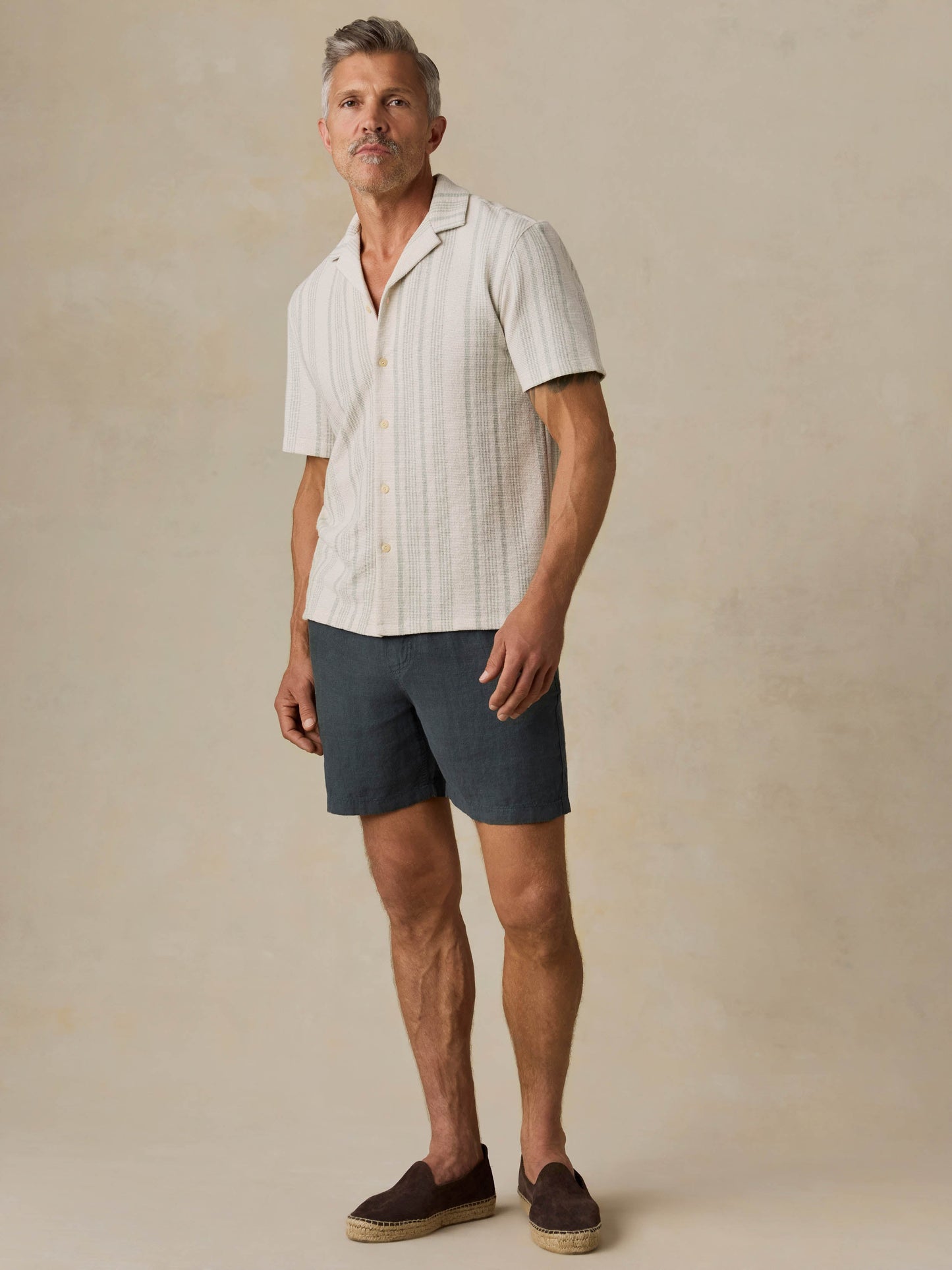 Short-Sleeve Oasis Camp Shirt - Sage Beach Stripe