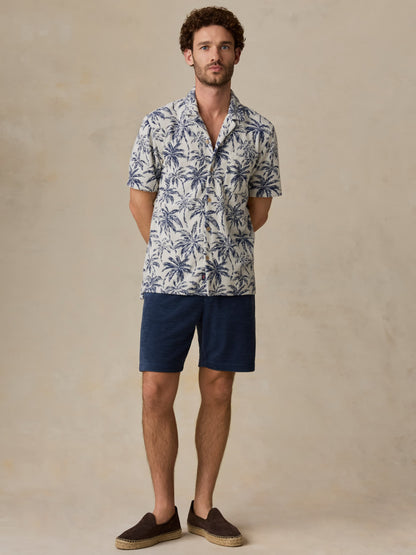 Short-Sleeve Cabana Towel Terry Shirt - Ivory Tropic Trees