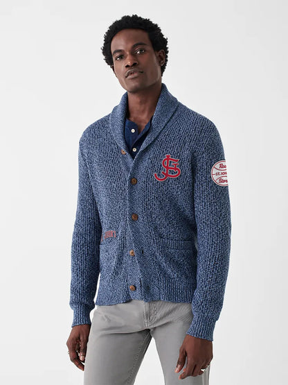 St. John's Marled Cotton Cardigan - Navy Night Marl
