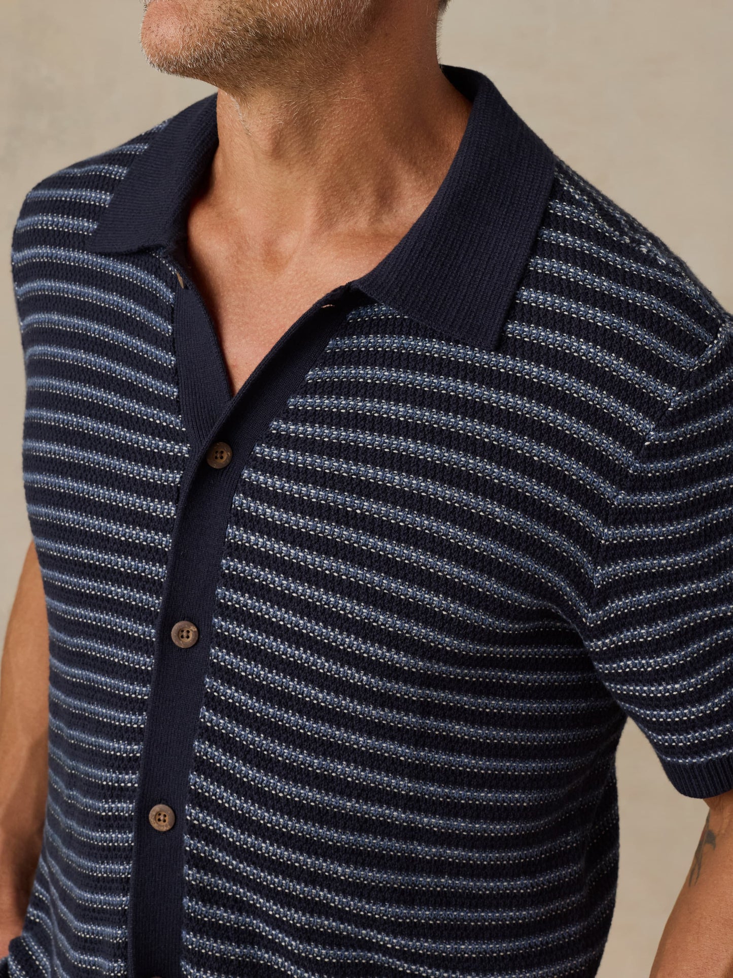 Short-Sleeve Sweater Shirt - Northern Depths Stripe