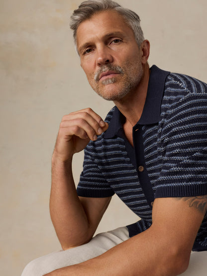 Short-Sleeve Sweater Shirt - Northern Depths Stripe