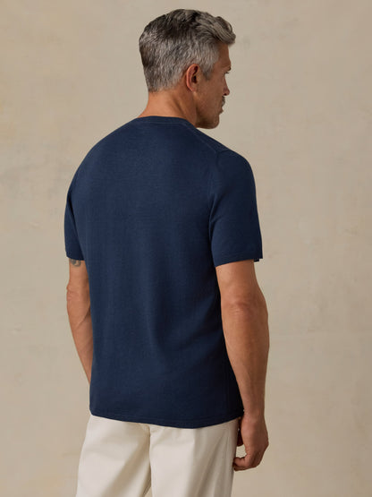 Short-Sleeve Sweater Tee - Deep Navy