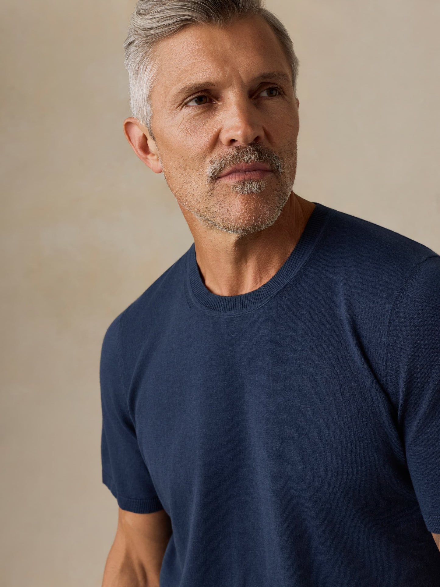 Short-Sleeve Sweater Tee - Deep Navy