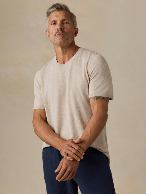 Short-Sleeve Sweater Tee - Faded Sand Melange