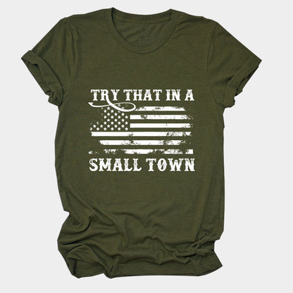 Casual crew neck women's T-shirt personalized printing fashion short sleeves