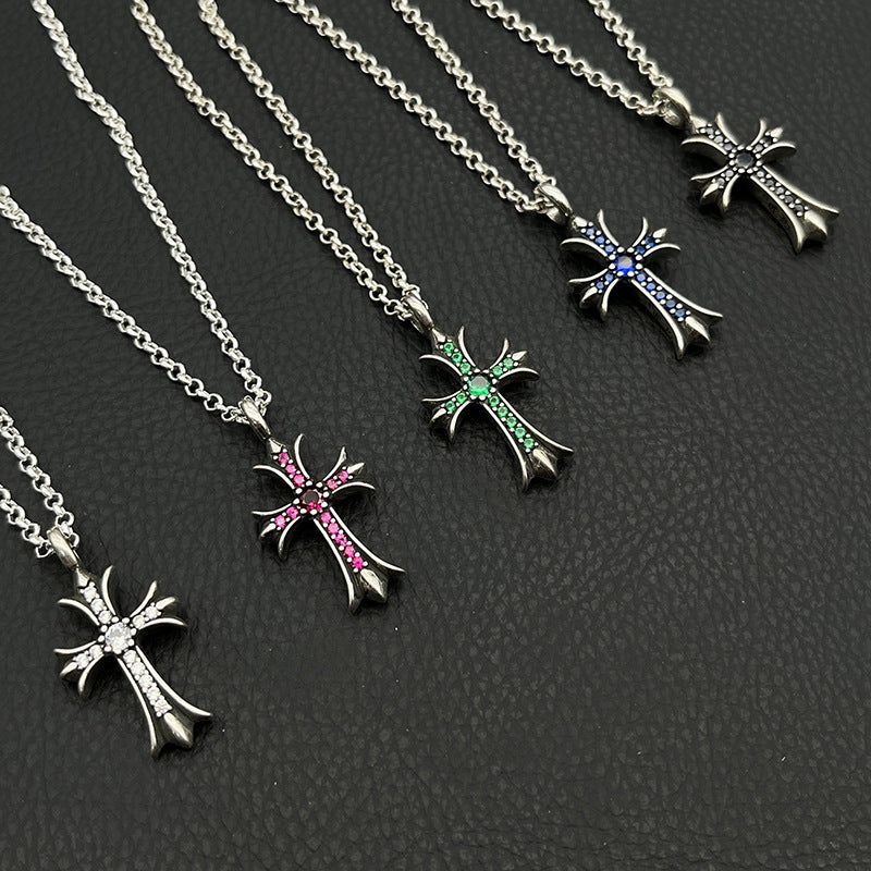 Chrome Hearts Necklace Vintage Cross Necklace with Diamonds for Men and Women