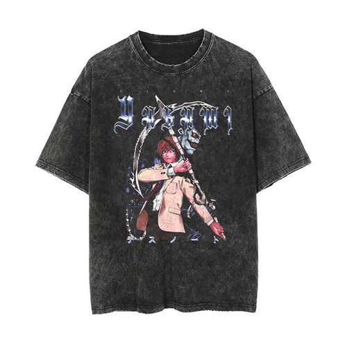Cotton washed summer retro T-shirt rap men's and women's short sleeves
