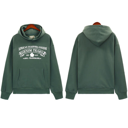 Denim Tears Outfit:Hoodie/Sweatpants (Separate Purchase Options) Puff Print Couple Loose Hooded Sweater