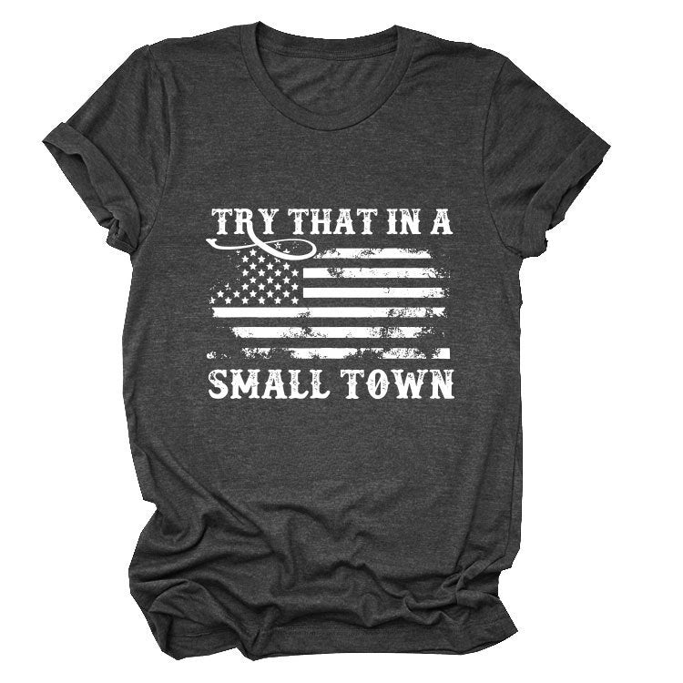 Casual crew neck women's T-shirt personalized printing fashion short sleeves