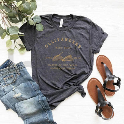 Cotton T Shirt Unisex Tops Ollivanders Wand Shop T-Shirt