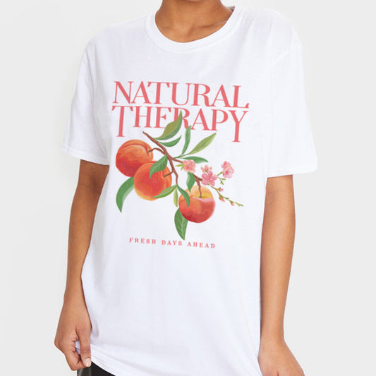 Botanical Peach Fruit T-Shirt Women Vintage Motivational