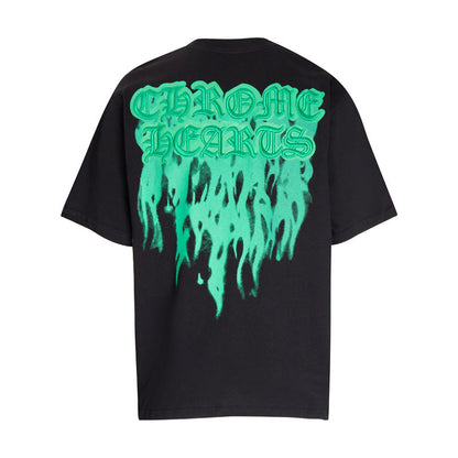 CHH Chrome Heart T Shirts Croix Flame Sanskrit Embroidery Printed T-Shirt Fashion Short Sleeve