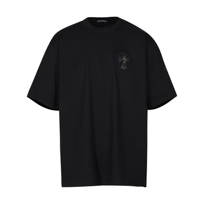 CHH Chrome Heart T Shirts Croix Cross Color Embroidery Printed Short Sleeve T-Shirt Loose