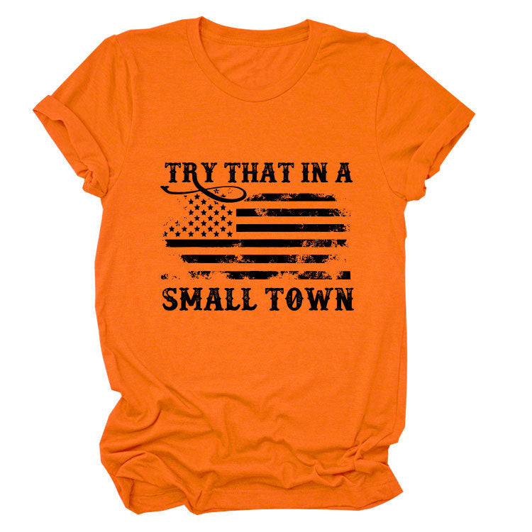 Casual crew neck women's T-shirt personalized printing fashion short sleeves