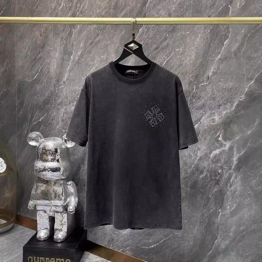 CHH Chrome Heart T Shirts Croix Cross Color Leather Printed Short Sleeve T-Shirt