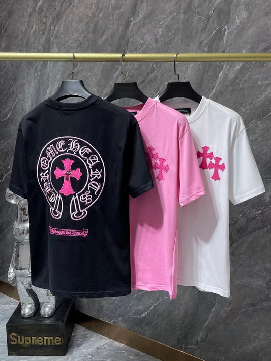 CHH Chrome Hearts T Shirts Embroidered Colored Classic Cross Horseshoe