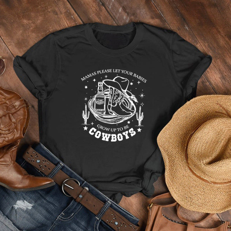 Denim Graphic T-Shirt Vintage Western