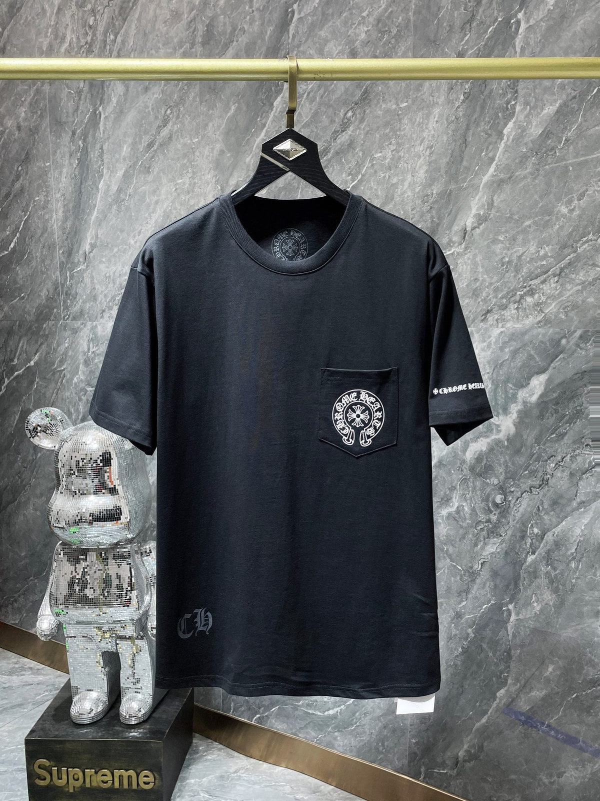 CHH Chrome Hearts T Shirts Big Horseshoe Cruciate Flower Sanskrit Short Sleeve T-shirt