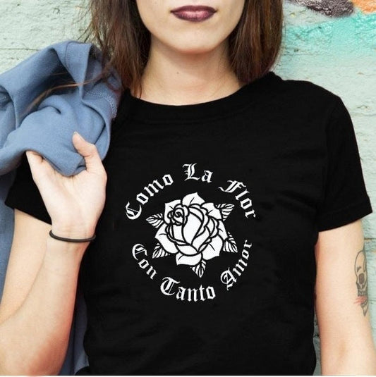 Como La Floor Flower Print Selena Quintanilla Short Sleeve