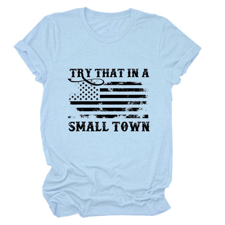 Casual crew neck women's T-shirt personalized printing fashion short sleeves