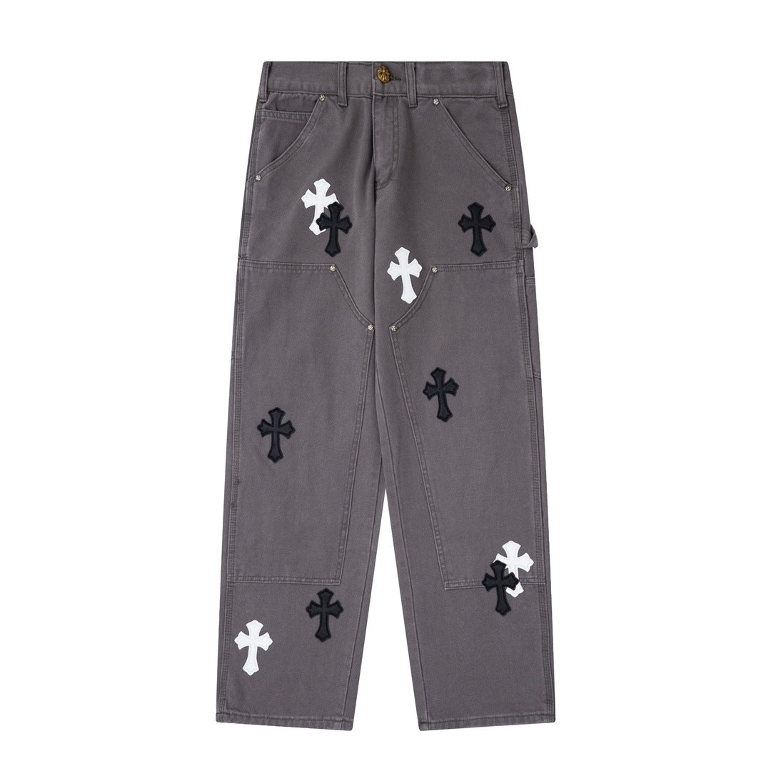 CHH Chrome Hearts Jeans Unisex Casual Loose Jeans