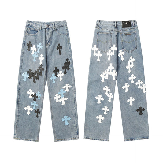 CHH Chrome Hearts Jeans Unisex Casual Loose Jeans