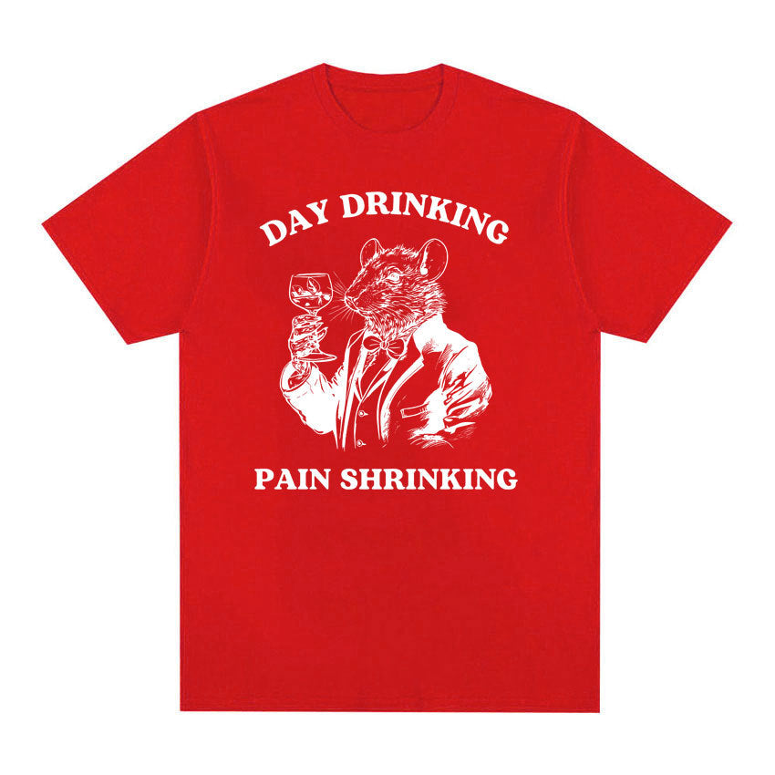 Day Drinking Pain Shrinking Vintage Rat Drawing T Shirt