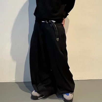 Color straight casual trousers