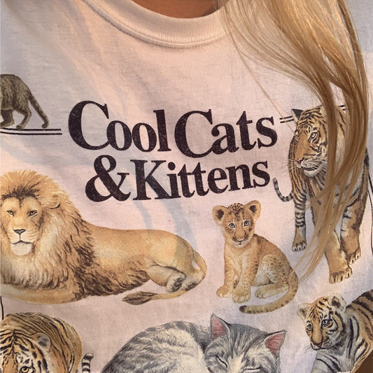 Cool Cats And Kittens Vintage T-Shirt Unisex Grunge Aestheti