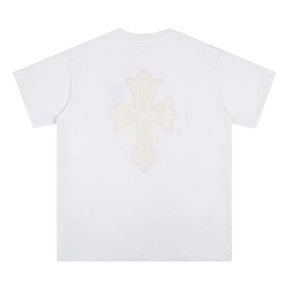 CHH Chrome Heart T Shirts Croix Cross Color Embroidery Printed Short Sleeve T-Shirt Loose