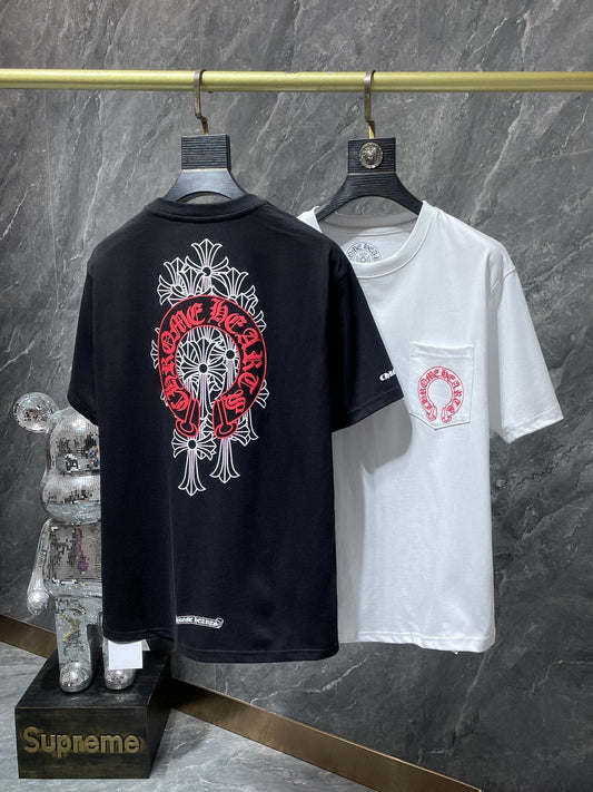 CHH Chrome Hearts T Shirt Phantom Cross Group Red Horseshoe Short Sleeve