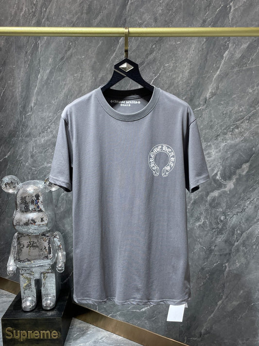 CHH Chrome Hearts T Shirts Simple Letter Slogan Horseshoe Cross Short Sleeve T-shirt