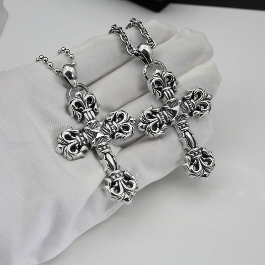 Chrome Hearts Necklace Vintage Flame Vine Cross Pendant