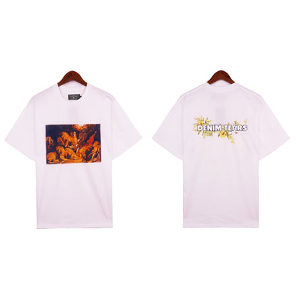 Denim Tears T Shirts Kapok Letter Portrait Short Sleeve T-shirt