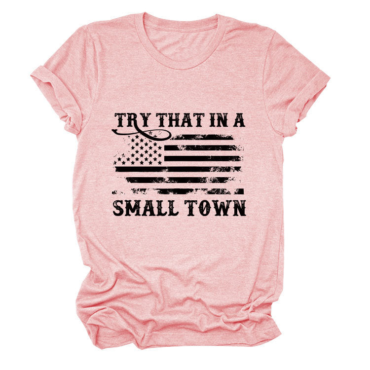 Casual crew neck women's T-shirt personalized printing fashion short sleeves