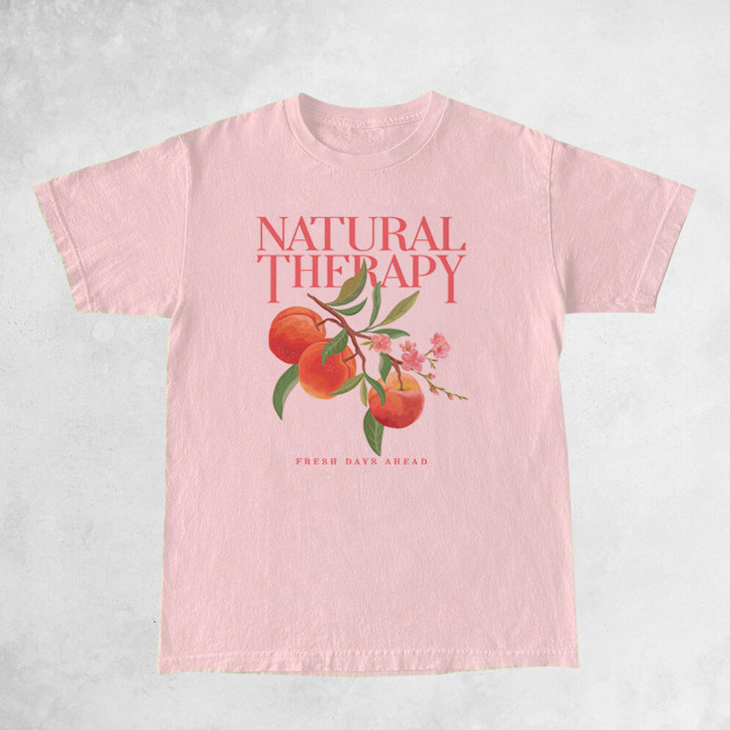 Botanical Peach Fruit T-Shirt Women Vintage Motivational