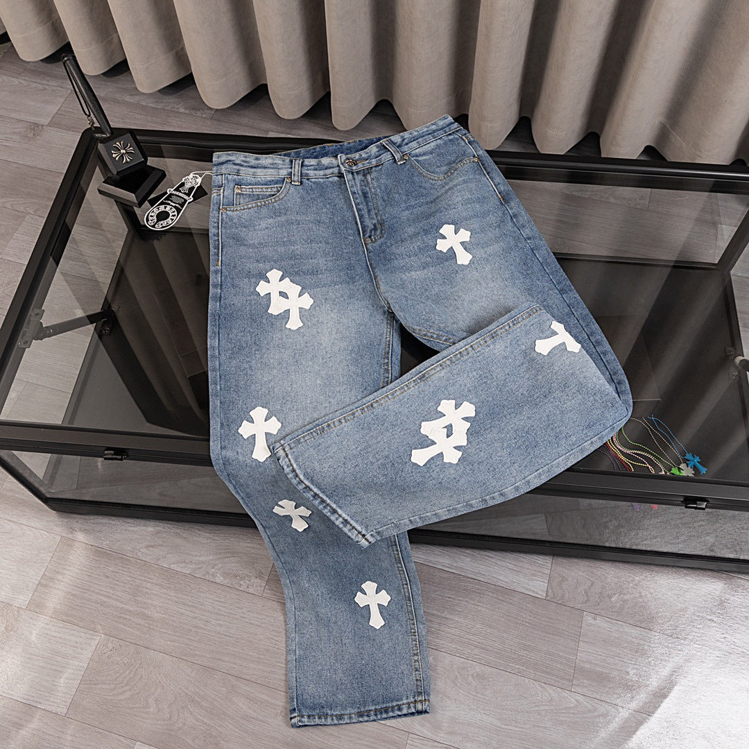 CHH Chrome Hearts Jeans Unisex Casual Loose Jeans
