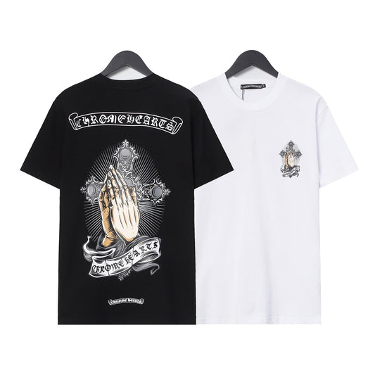 CHH Chrome Heart T Shirts Croix Hands Ribbon Cross